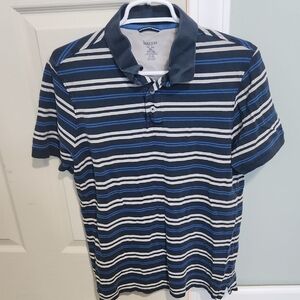 Haggar Men's Navy and White Striped Polo Shirt